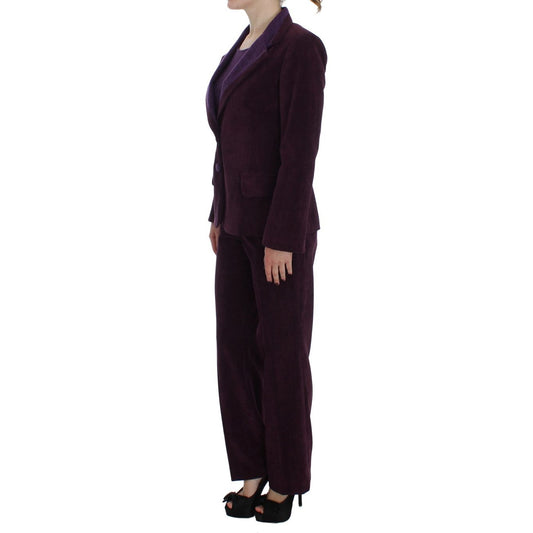 Elegant Purple Wool Blend Three Piece Suit Set