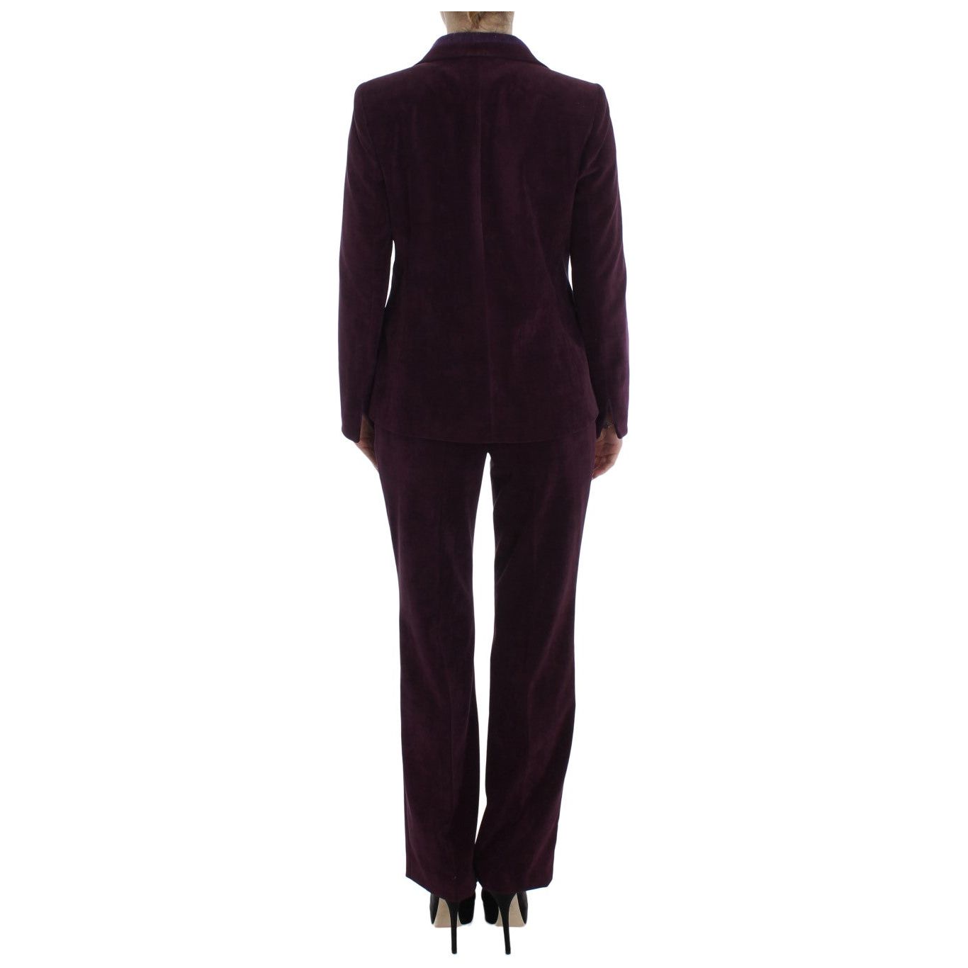 Elegant Purple Wool Blend Three Piece Suit Set