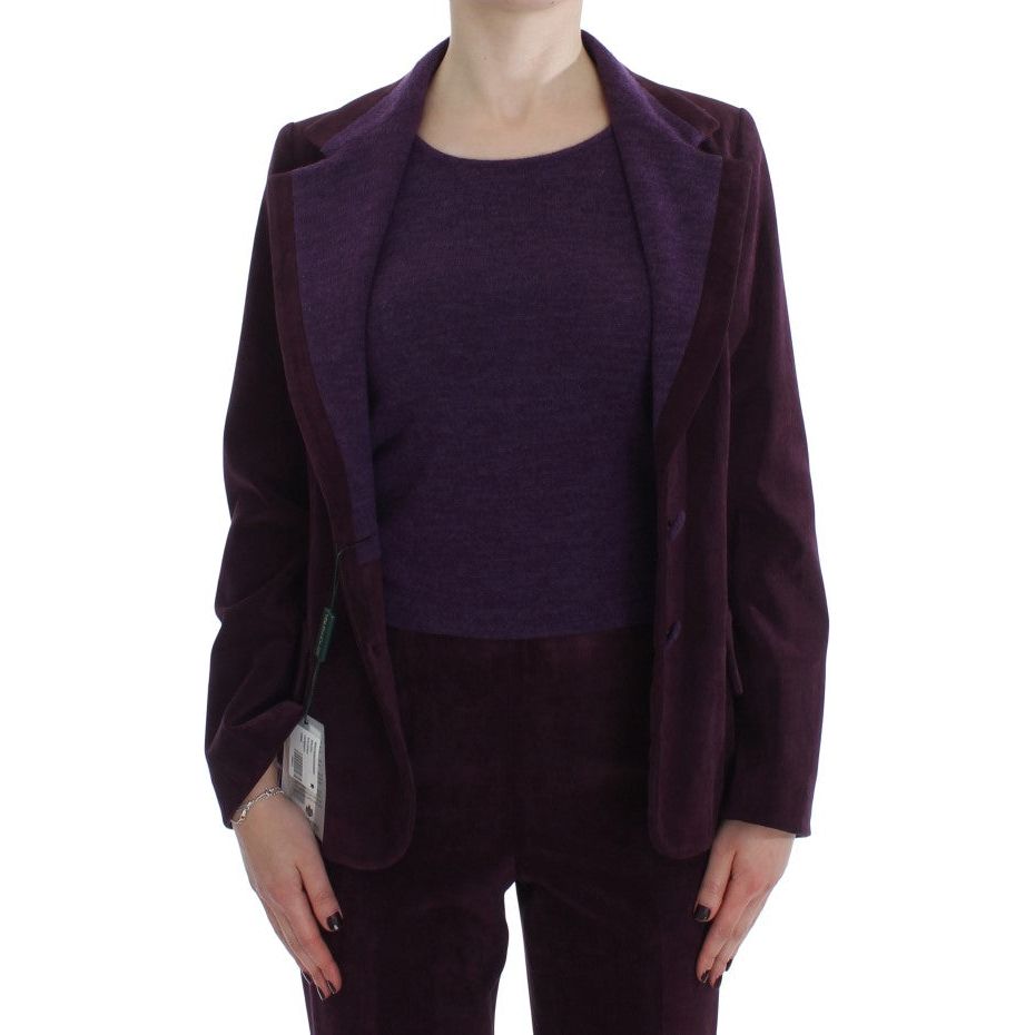 Elegant Purple Wool Blend Three Piece Suit Set