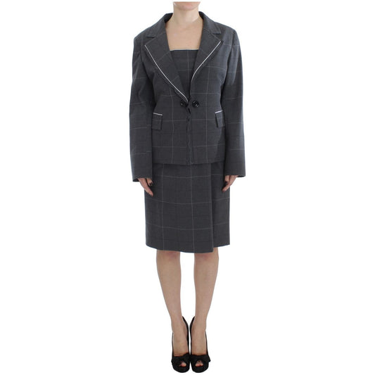BENCIVENGAElegant Gray Checkered Sheath Suit SetMcRichard Designer Brands£279.00