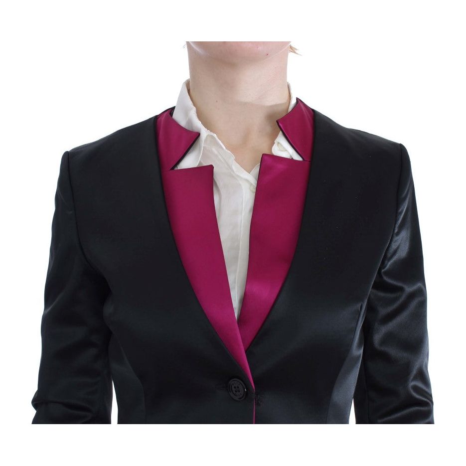 Exte Chic Black and Pink Skirt Suit Ensemble Skirt Suit black-pink-two-piece-suit-skirt-blazer
