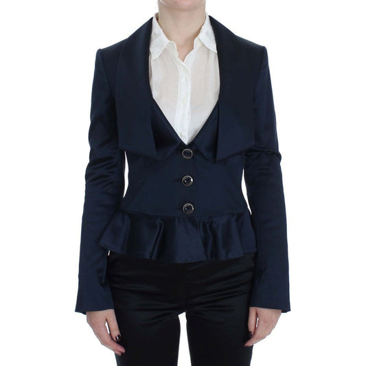 Elegant Blue Blazer Jacket with Designer Flair