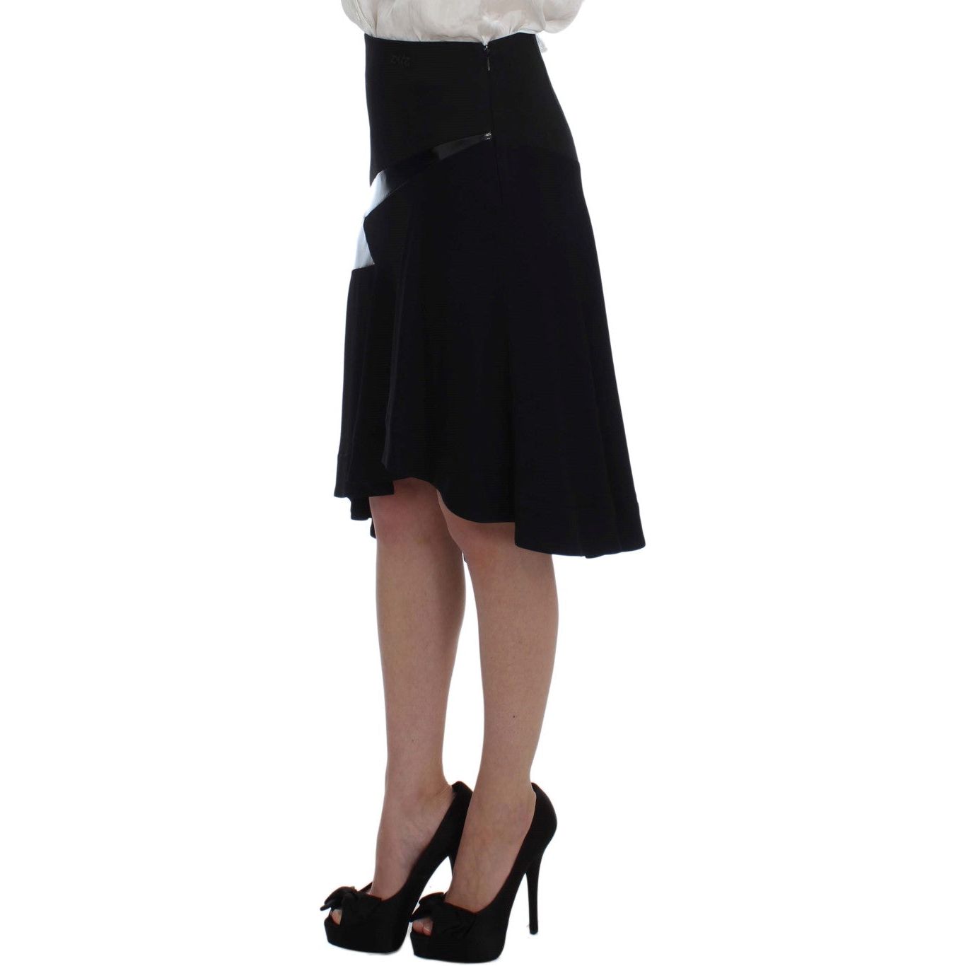 Exte Elegant Two-Piece Skirt Suit in Black & Blue Skirt Suit black-blue-two-piece-suit-skirt-blazer-1