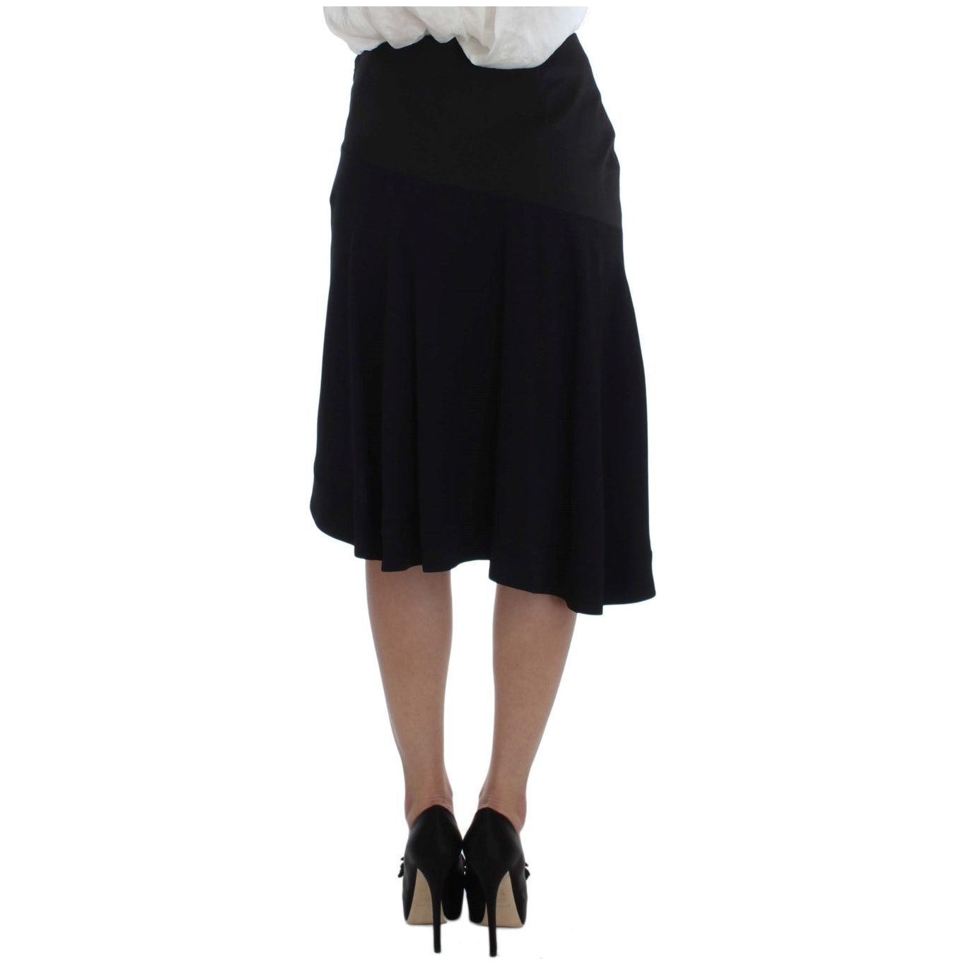 Elegant Two-Piece Skirt Suit in Black & Blue