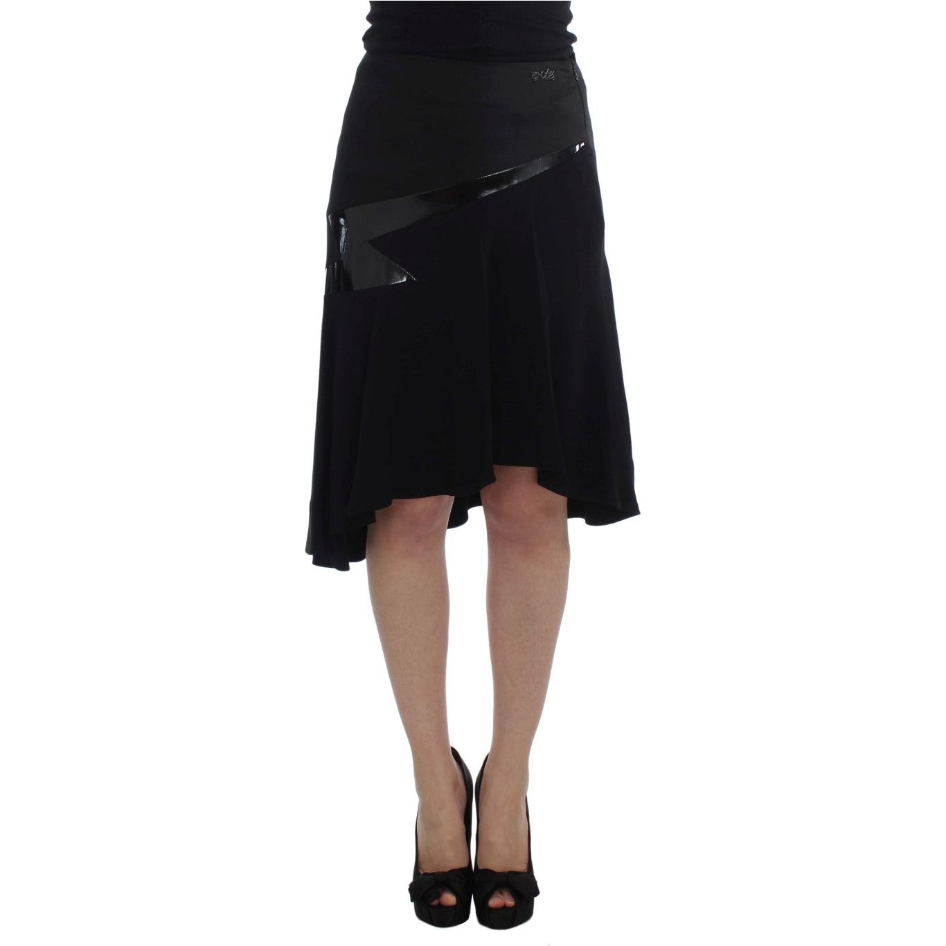 Chic Black and Blue Cotton Blend Skirt