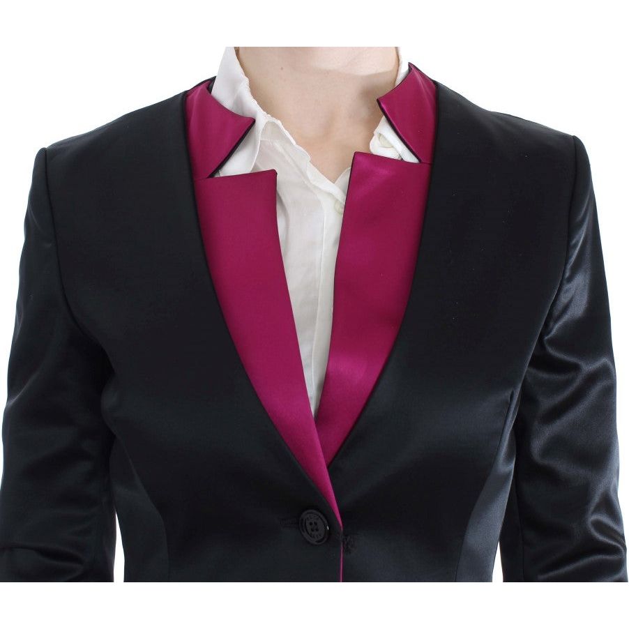 Exte Chic Black and Pink Single-Breasted Blazer Blazer Jacket black-pink-stretch-blazer-jacket