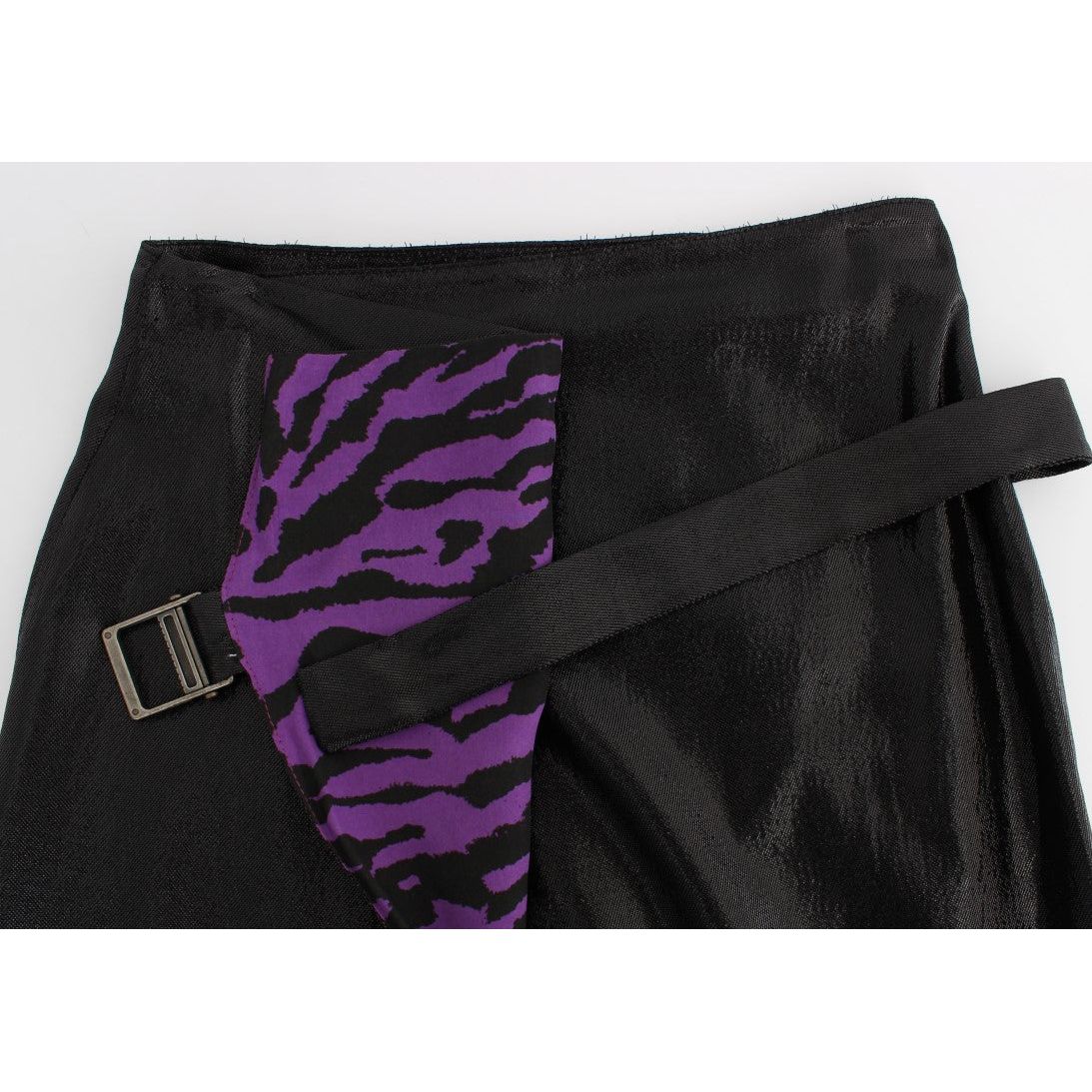 Exte Elegant Tiger Print Pencil Skirt black-wool-silk-above-knee-straight-skirt