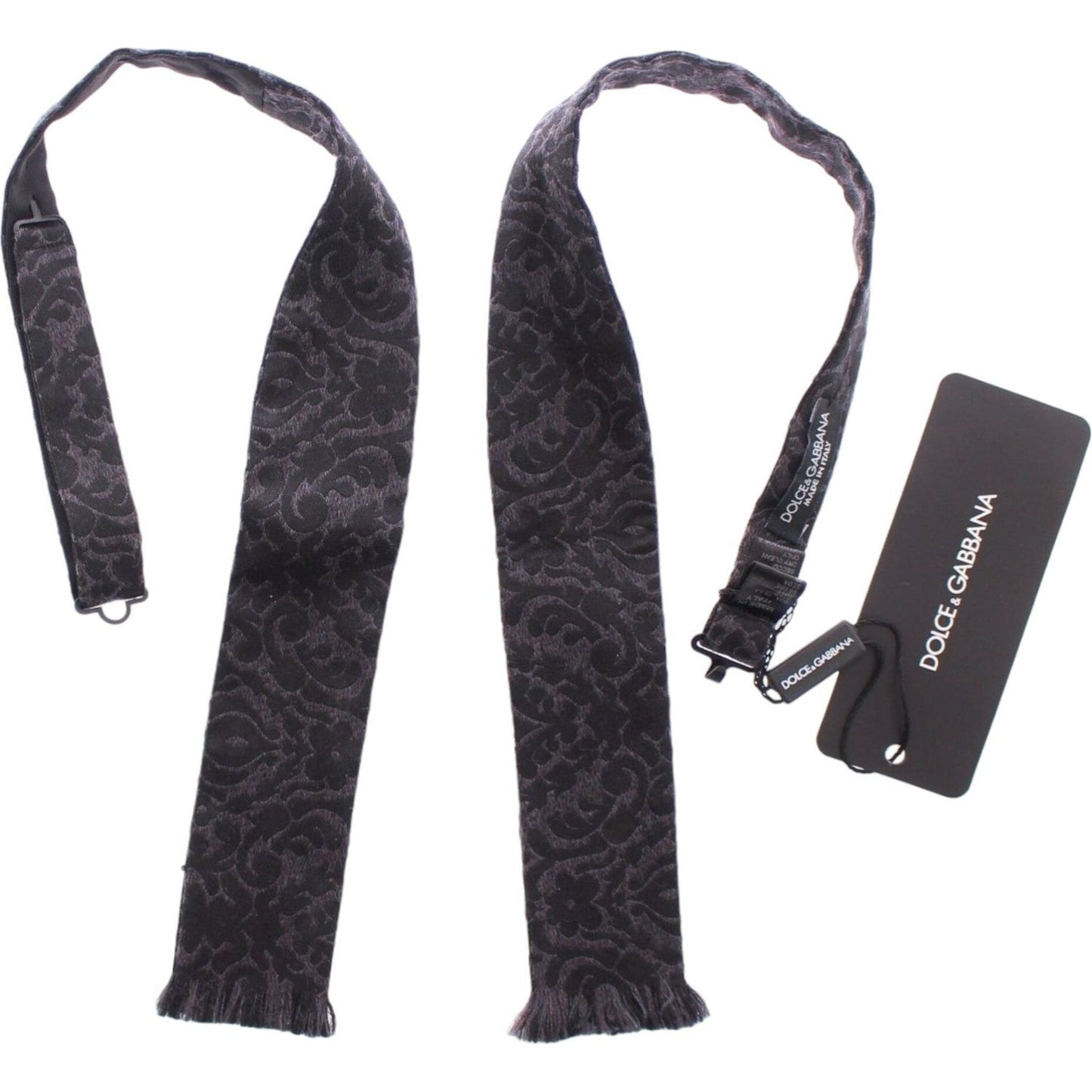 Dolce & Gabbana Crystal-Embellished Waist Belt Bow Tie gray-black-wool-bow-tie