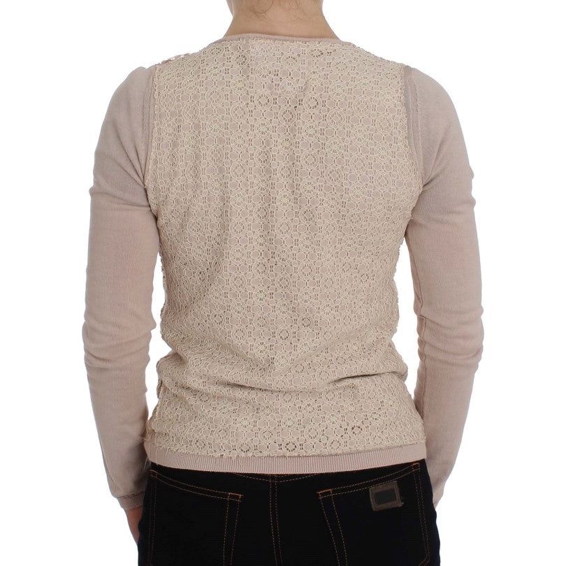 Elegant Pink Wrap Sweater Cotton Knit