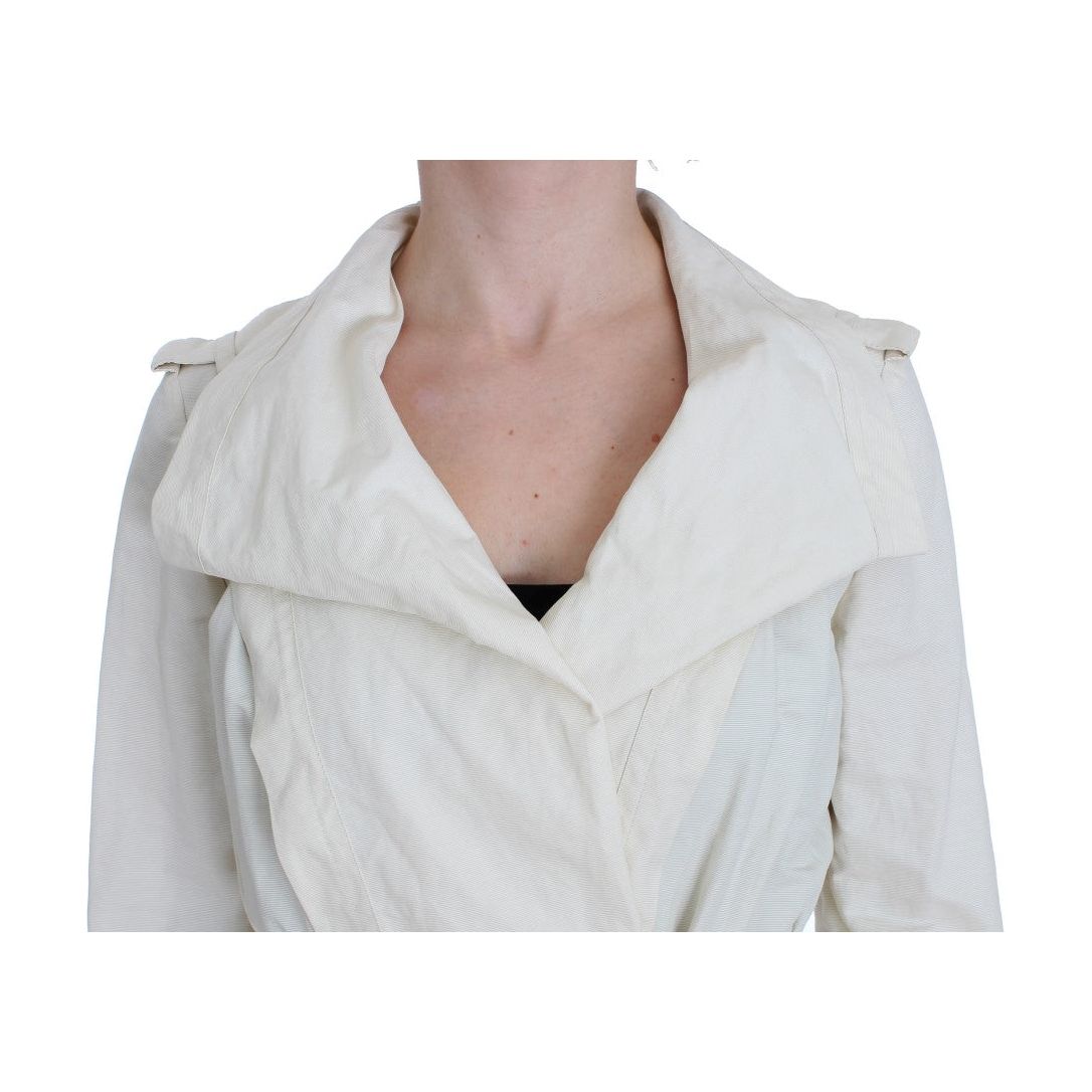 Elegant White Wrap Trench Jacket