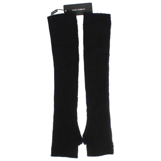 Dolce & Gabbana Sequin-Embellished Cashmere Fingerless Gloves Gloves black-cashmere-sequined-finger-less-gloves