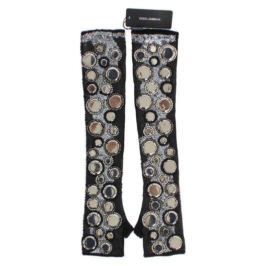 Sequin-Embellished Cashmere Fingerless Gloves