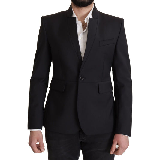 Dolce & Gabbana Black Wool Single Breasted Coat Men Blazer Dolce & Gabbana