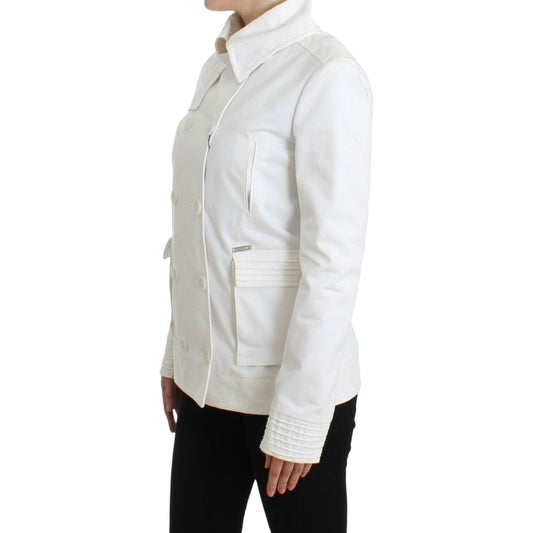 GF Ferre Chic Double Breasted Cotton Jacket Coats & Jackets white-double-breasted-jacket-coat-blazer