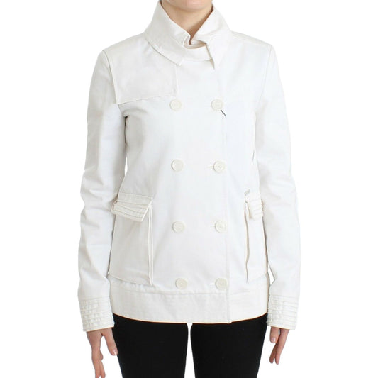 GF Ferre Chic Double Breasted Cotton Jacket Coats & Jackets white-double-breasted-jacket-coat-blazer