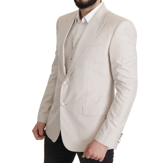 Dolce & Gabbana Elegant Light Gray Silk Blend Suit Jacket Set Dolce & Gabbana