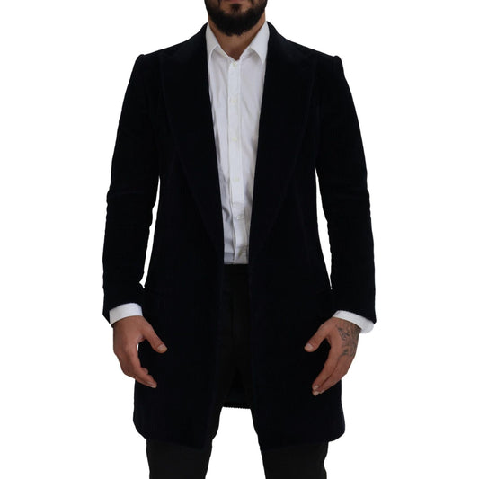 Dolce & Gabbana Black Cotton Cardigan Long Coat Men Jacket
