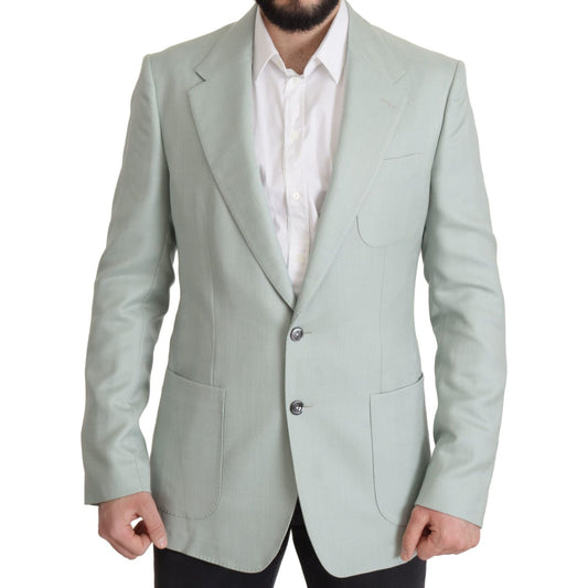 Elegant Mint Green Silk-Cashmere Blazer