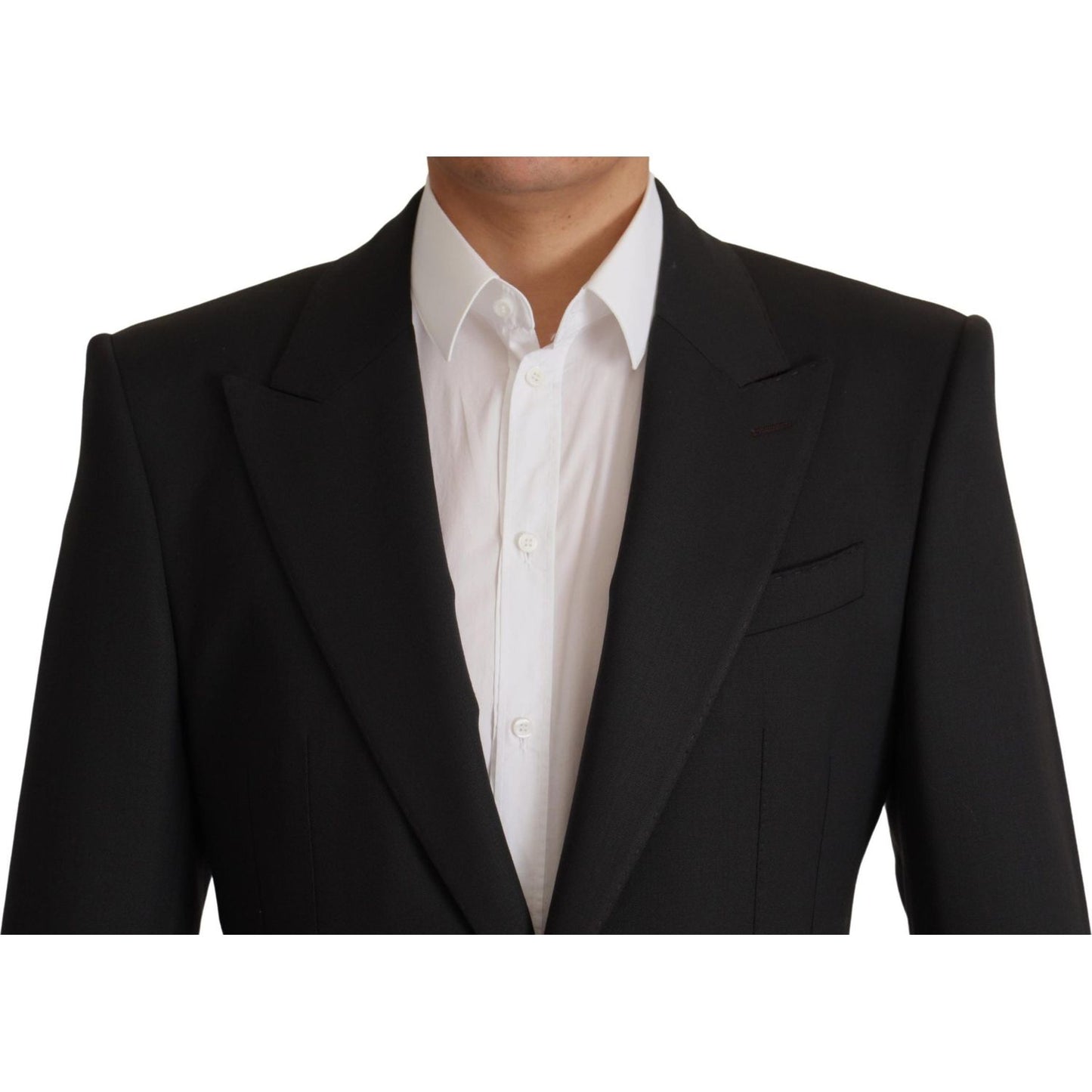 Elegant Slim Black Wool Blazer Jacket