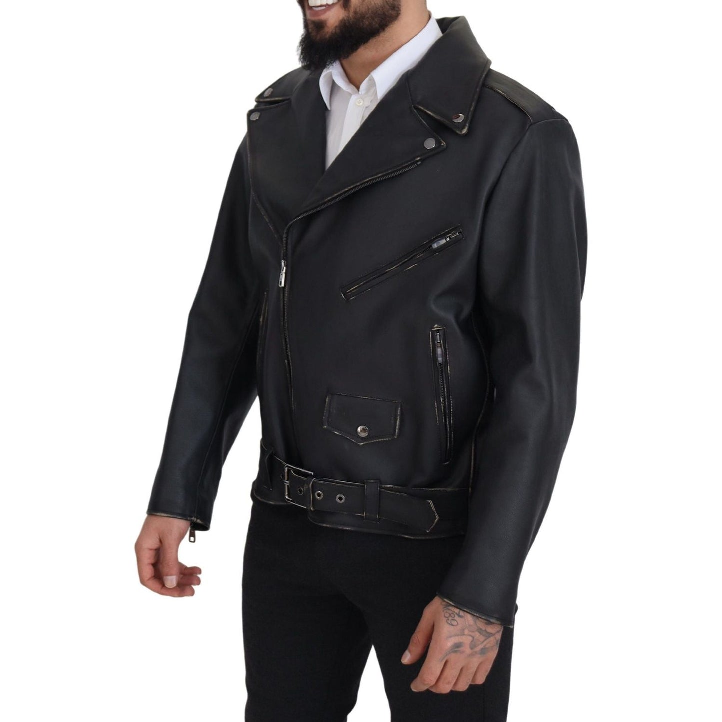 Elegant Black Leather Biker Jacket