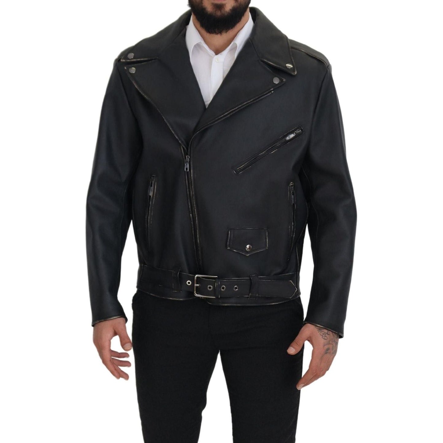 Elegant Black Leather Biker Jacket