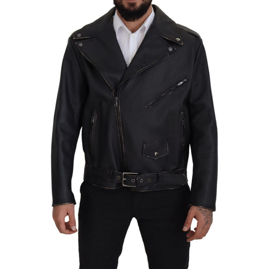 Elegant Black Leather Biker Jacket