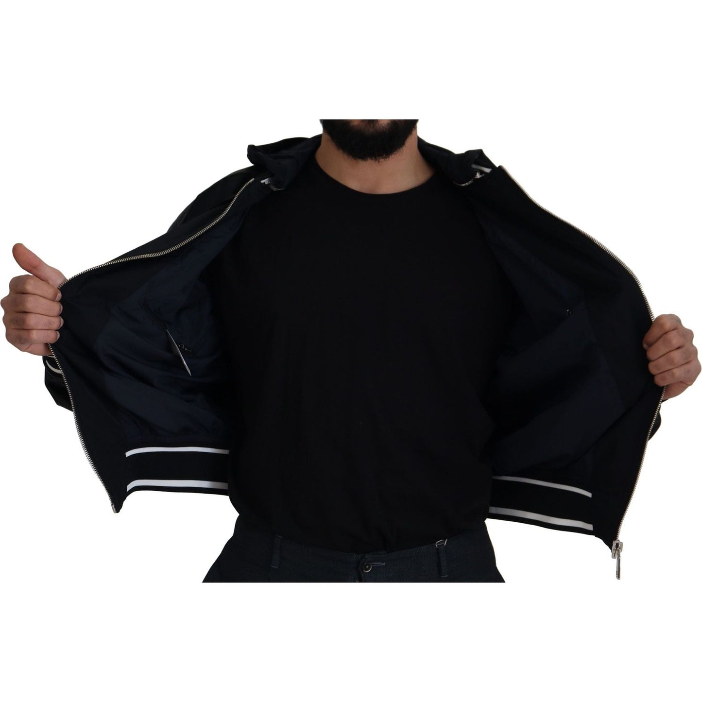 Elegant Black Bomber Blouson Jacket