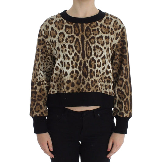 Dolce & Gabbana Elegant Leopard Print Short Sweater Top leopard-print-crewneck-short-sweater