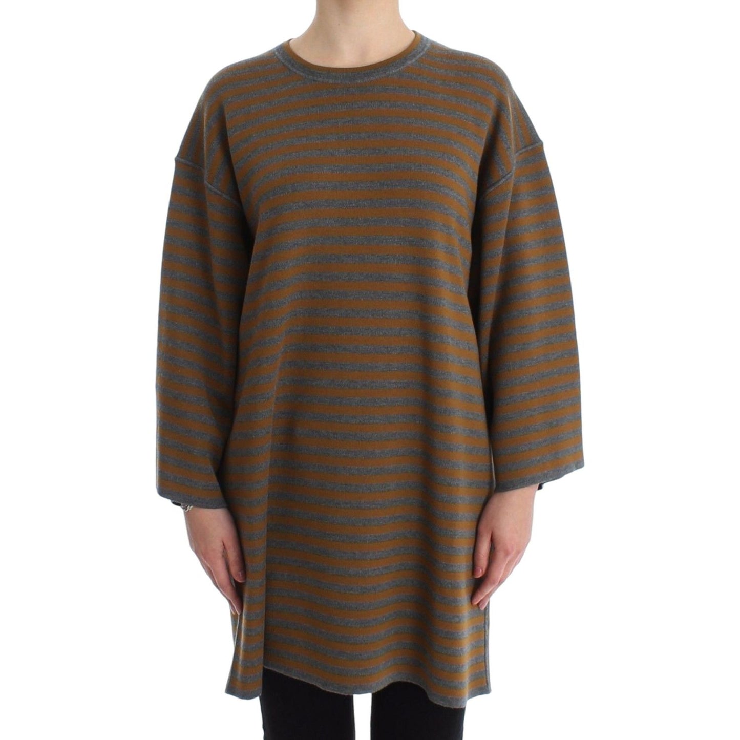 Dolce & Gabbana | Yellow & Gray Striped Oversized Sweater| McRichard Designer Brands   