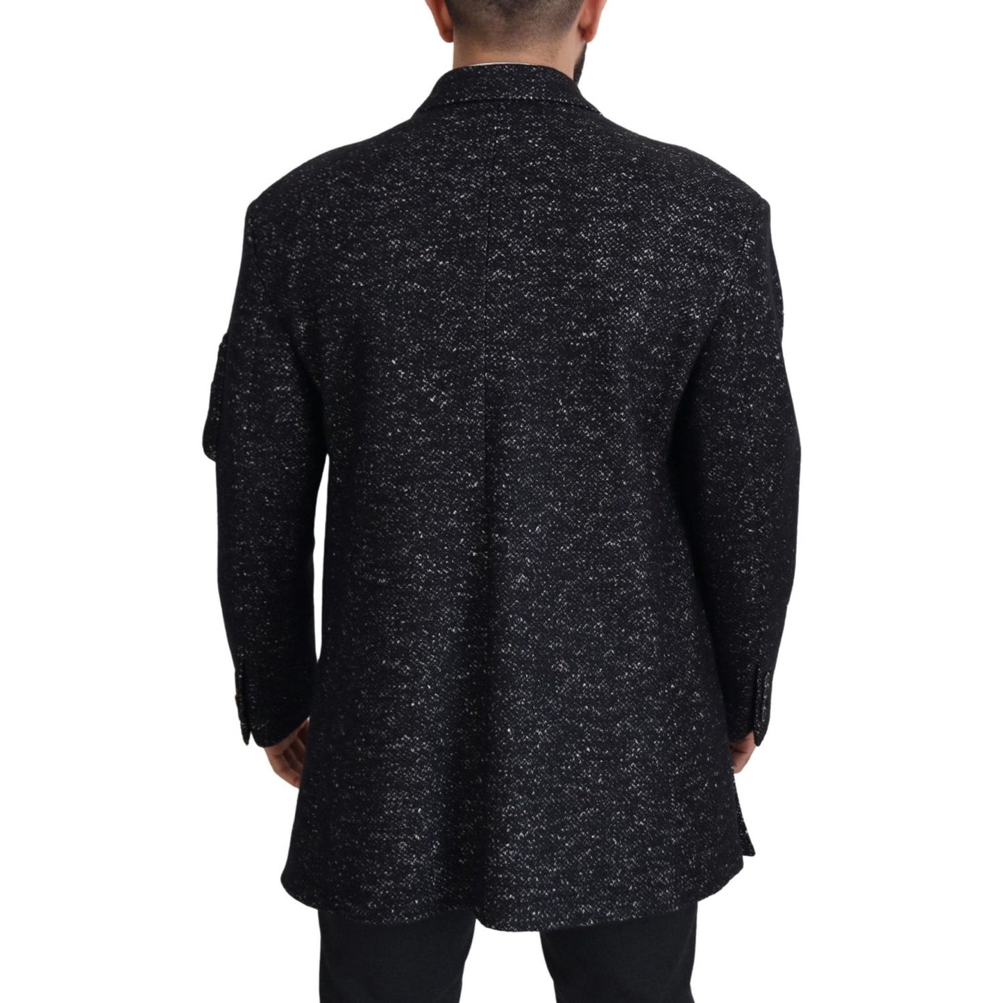 Sleek Patterned Wool Double Breasted Jacket