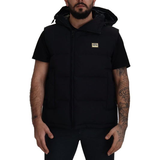 Sleek Black Hooded Short Sleeve Jacket