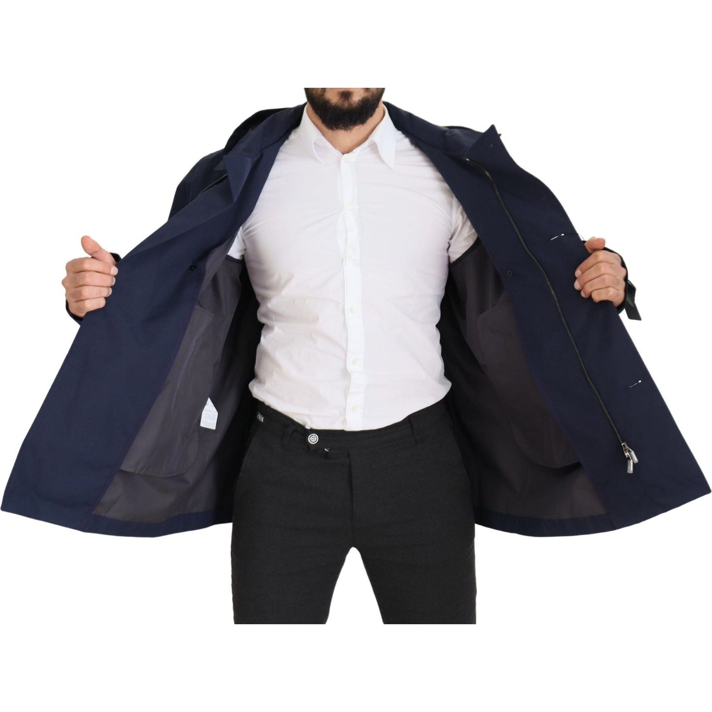 Elegant Double-Breasted Blue Parka Jacket