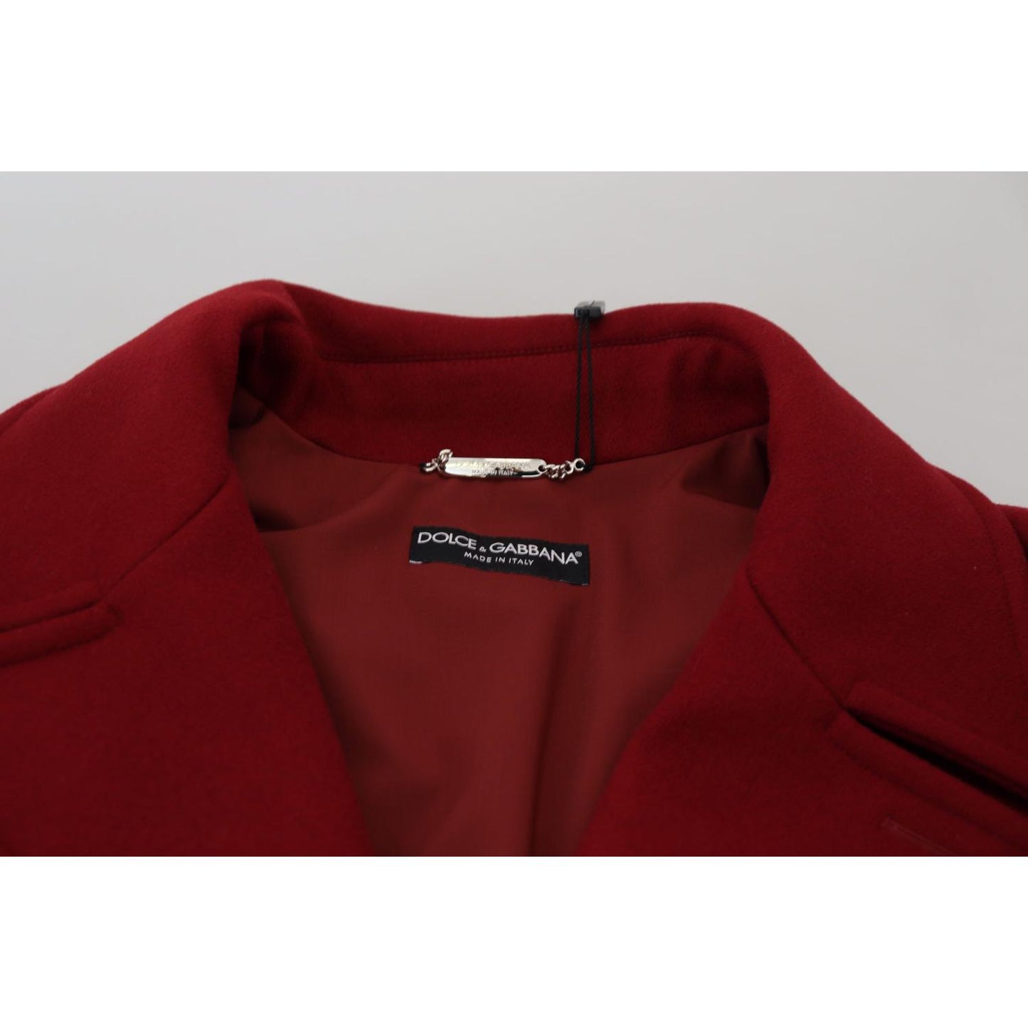 Elegant Red Double Breasted Wool Jacket