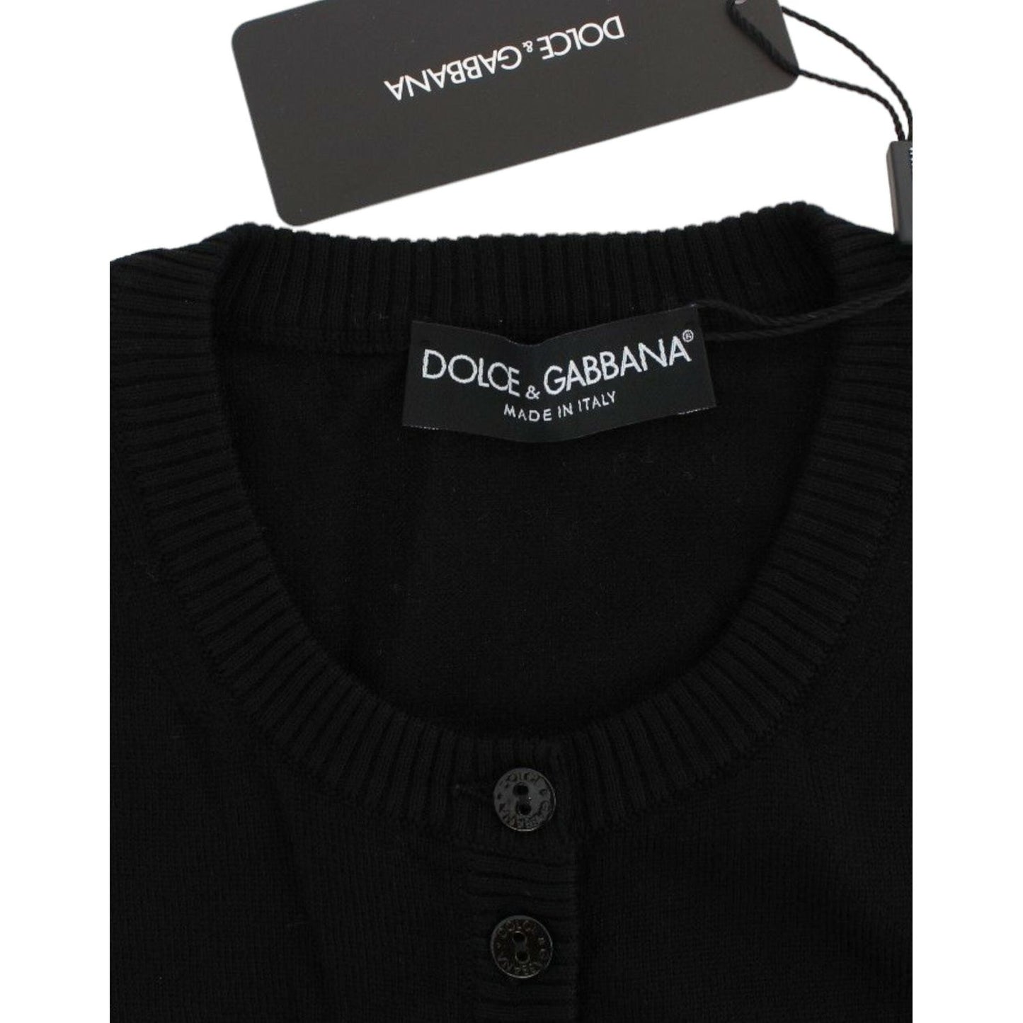 Dolce & Gabbana Elegant Black Wool Cardigan Sweater black-wool-button-cardigan-sweater-top
