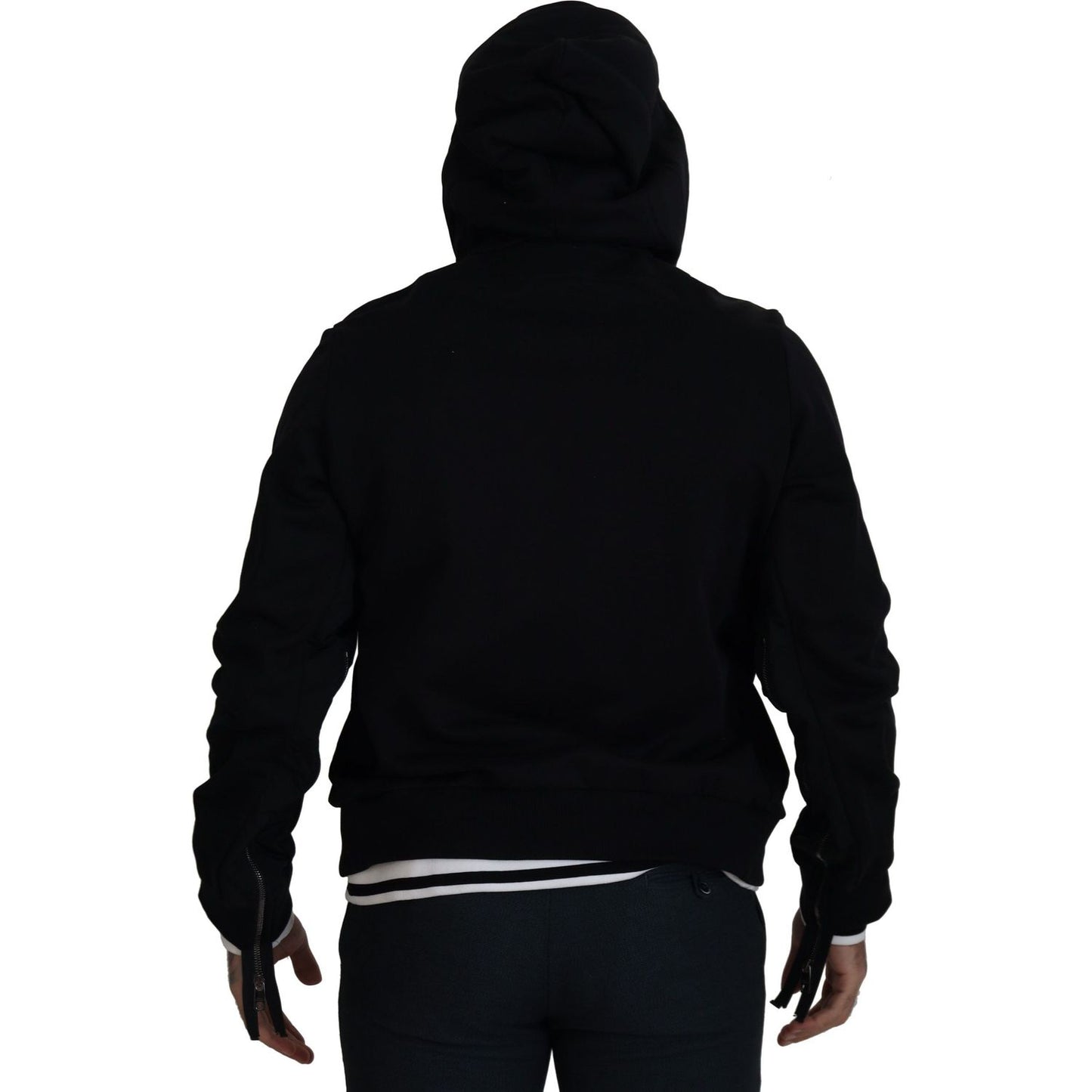 Dolce & Gabbana Black Polyester Hooded Full Zip Jacket