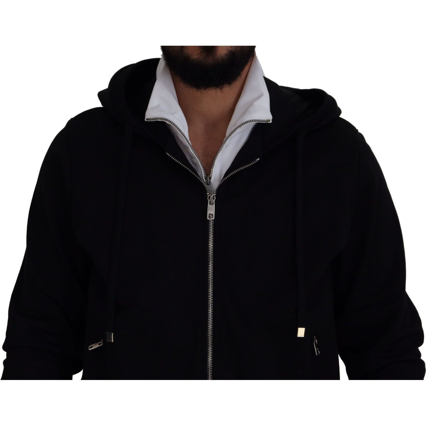 Elegant Black Bomber Jacket with Hood