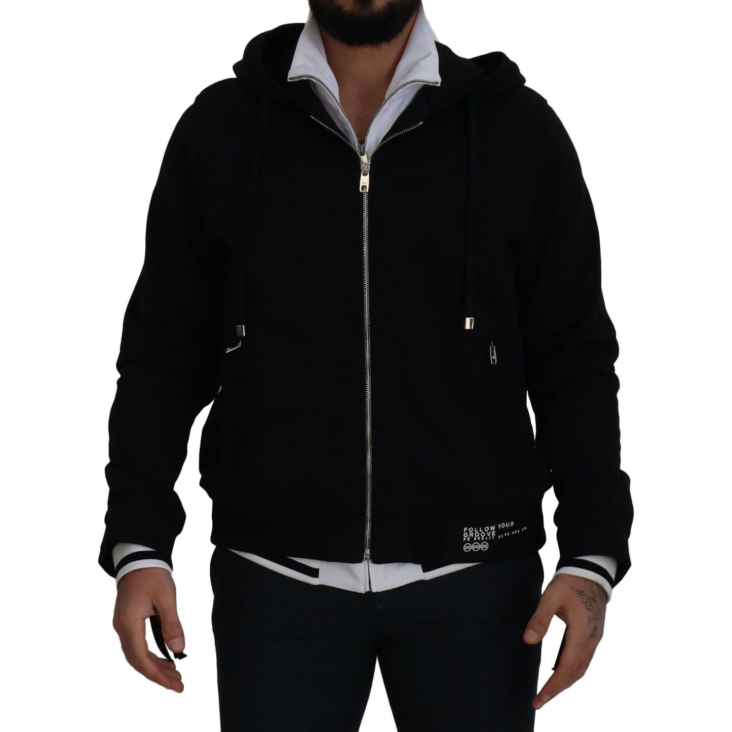 Elegant Black Bomber Jacket with Hood