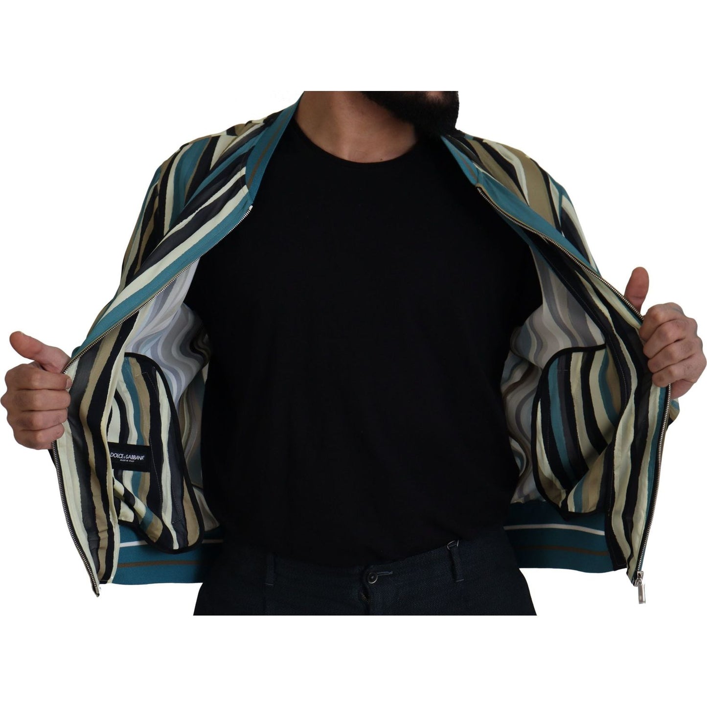 Multicolor Full Zip Silk Blend Jacket