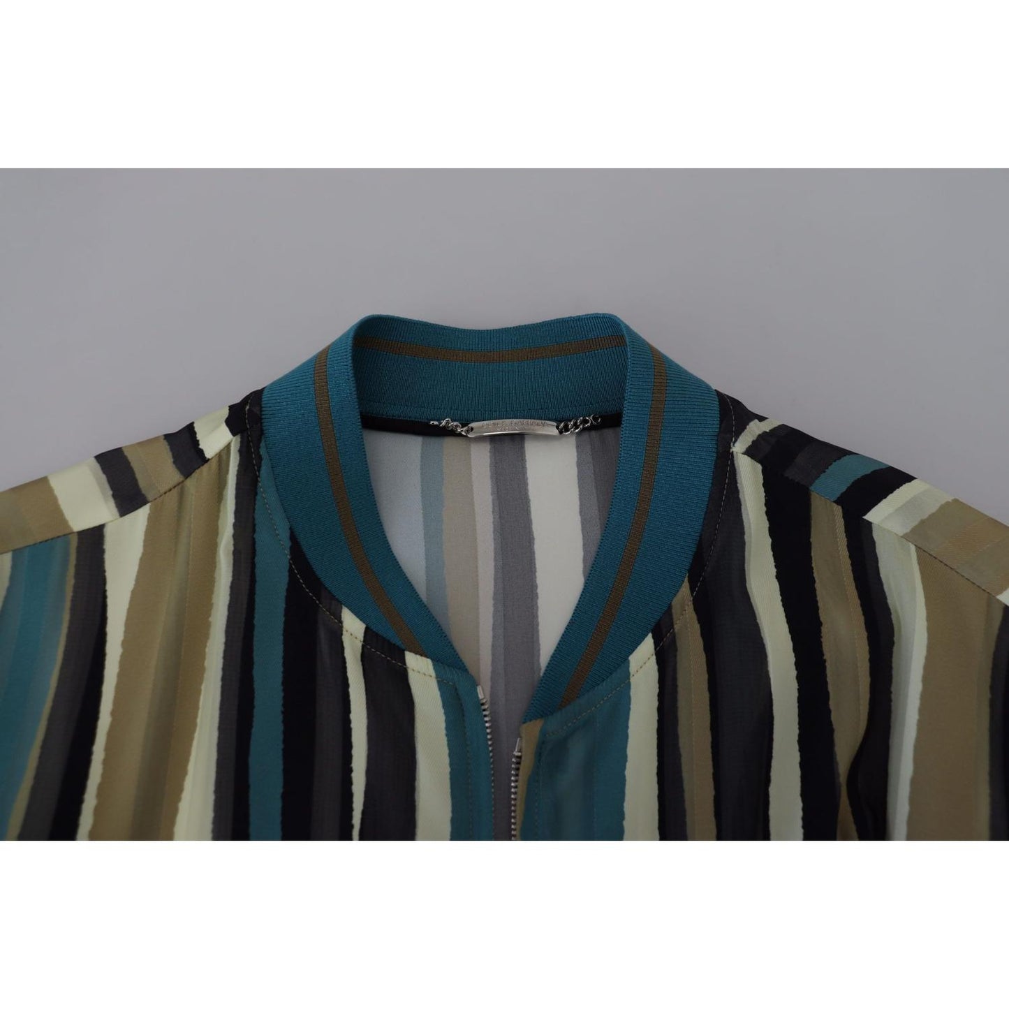 Multicolor Full Zip Silk Blend Jacket