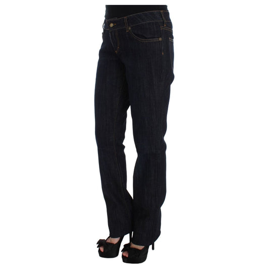 Cavalli Chic Blue Straight Fit Designer Jeans blue-cotton-straight-fit-stretch-jeans