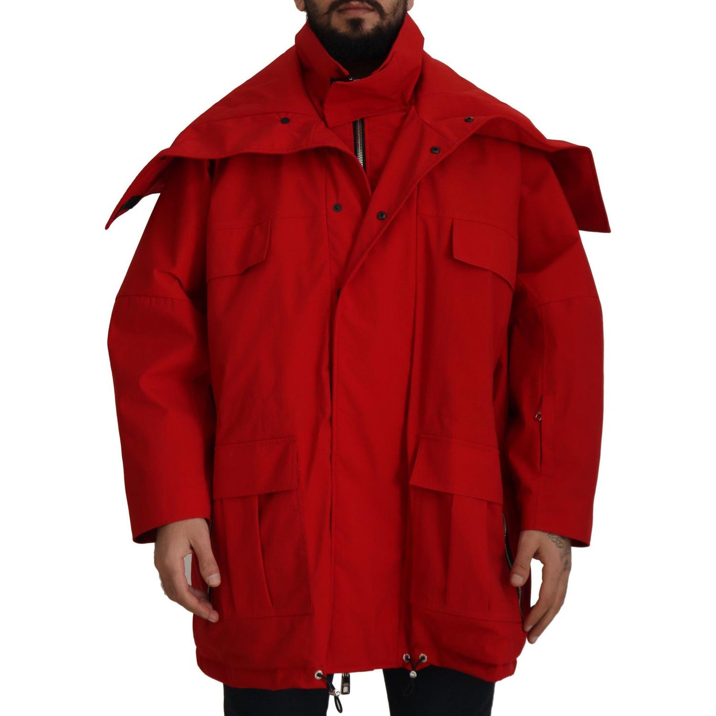 Sleek Red Lightweight Windbreaker Jacket