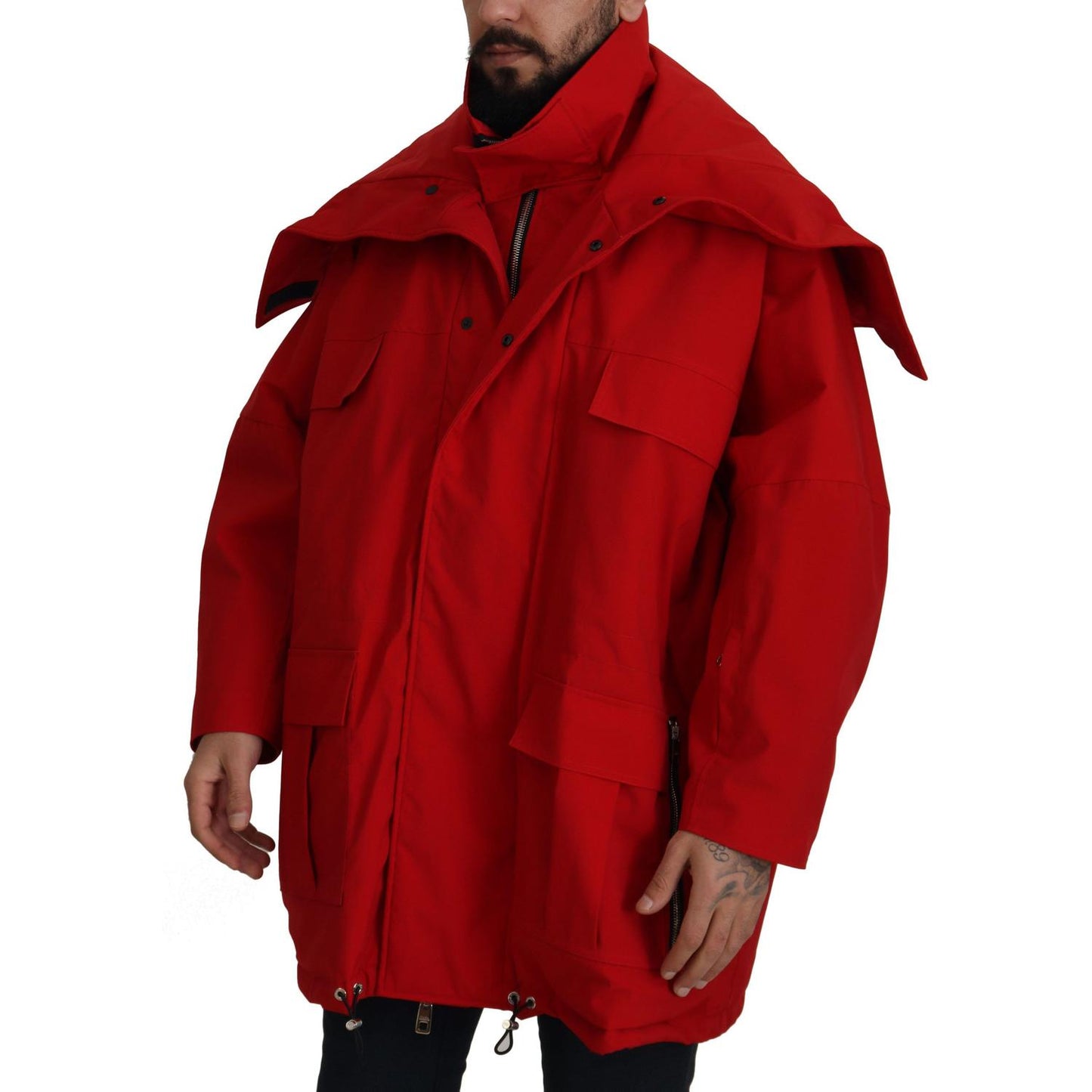 Sleek Red Lightweight Windbreaker Jacket