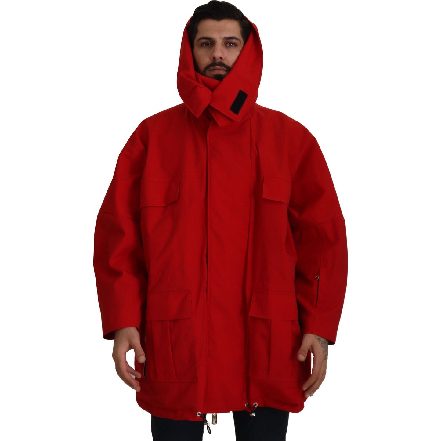 Sleek Red Lightweight Windbreaker Jacket