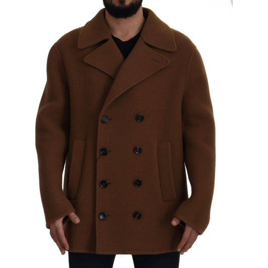 Dolce & Gabbana Brown Nylon Double Breasted Coat Jacket