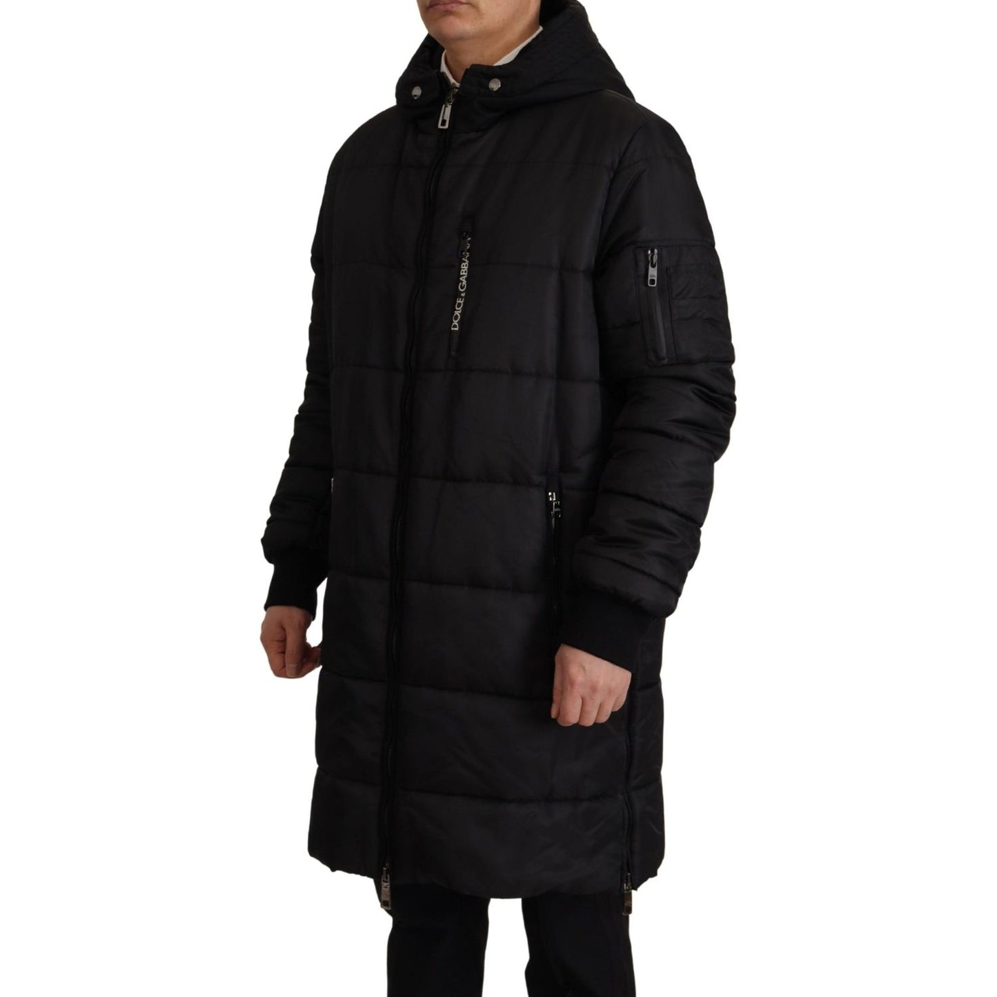 Elegant Black Hooded Parka Winter Jacket