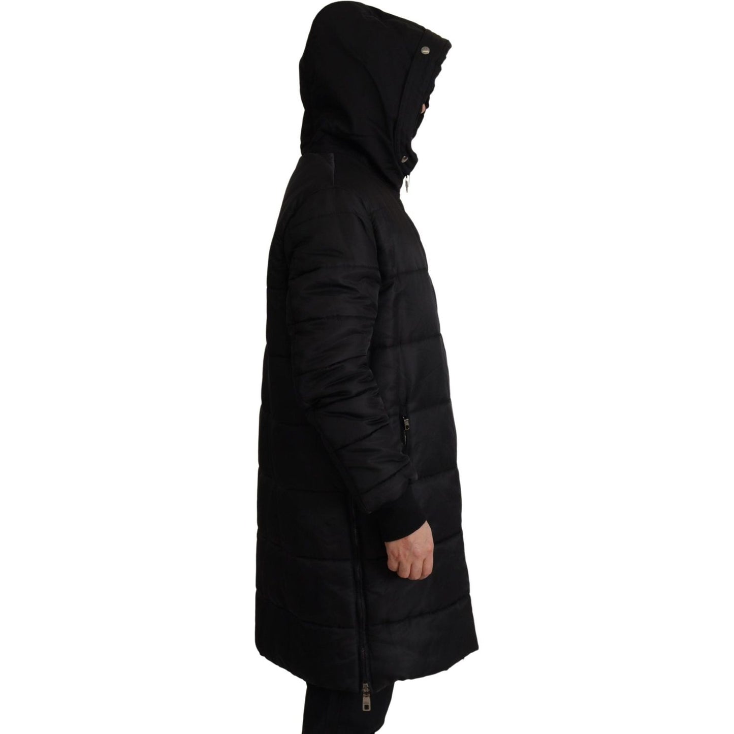 Elegant Black Hooded Parka Winter Jacket