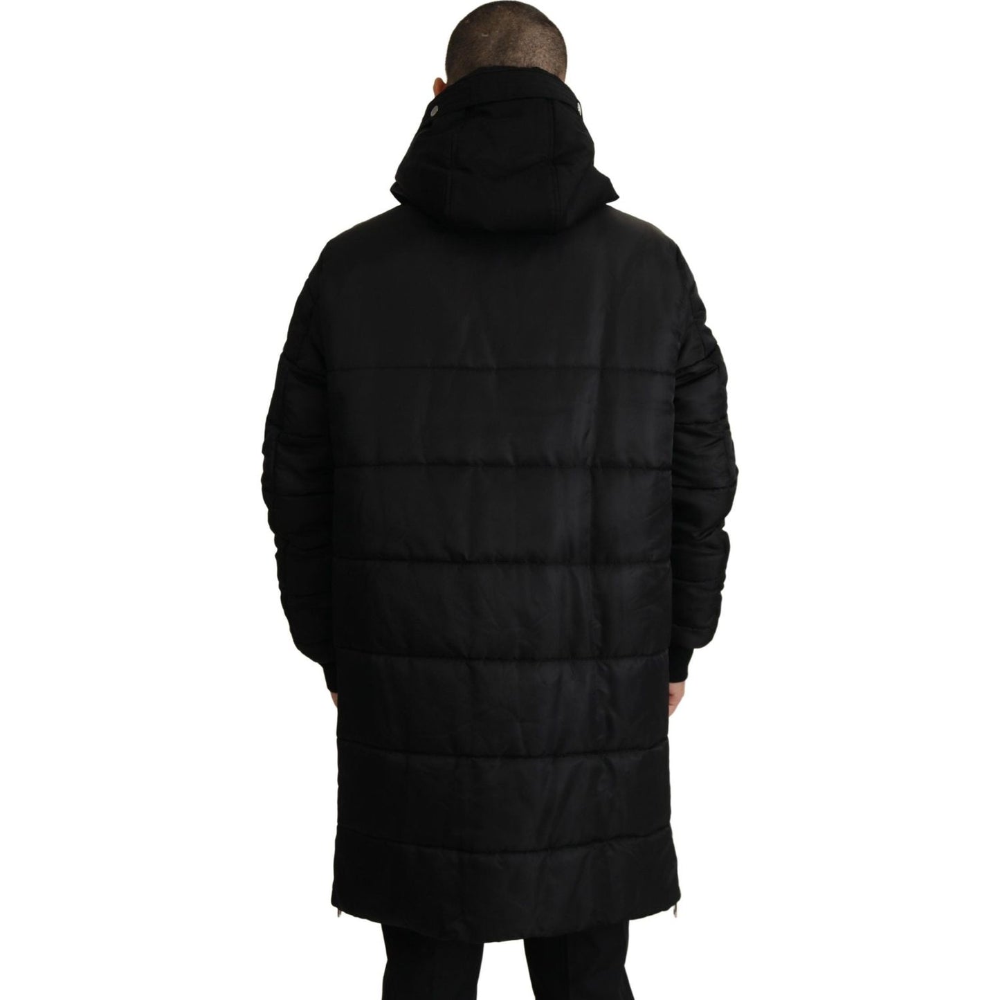 Elegant Black Hooded Parka Winter Jacket