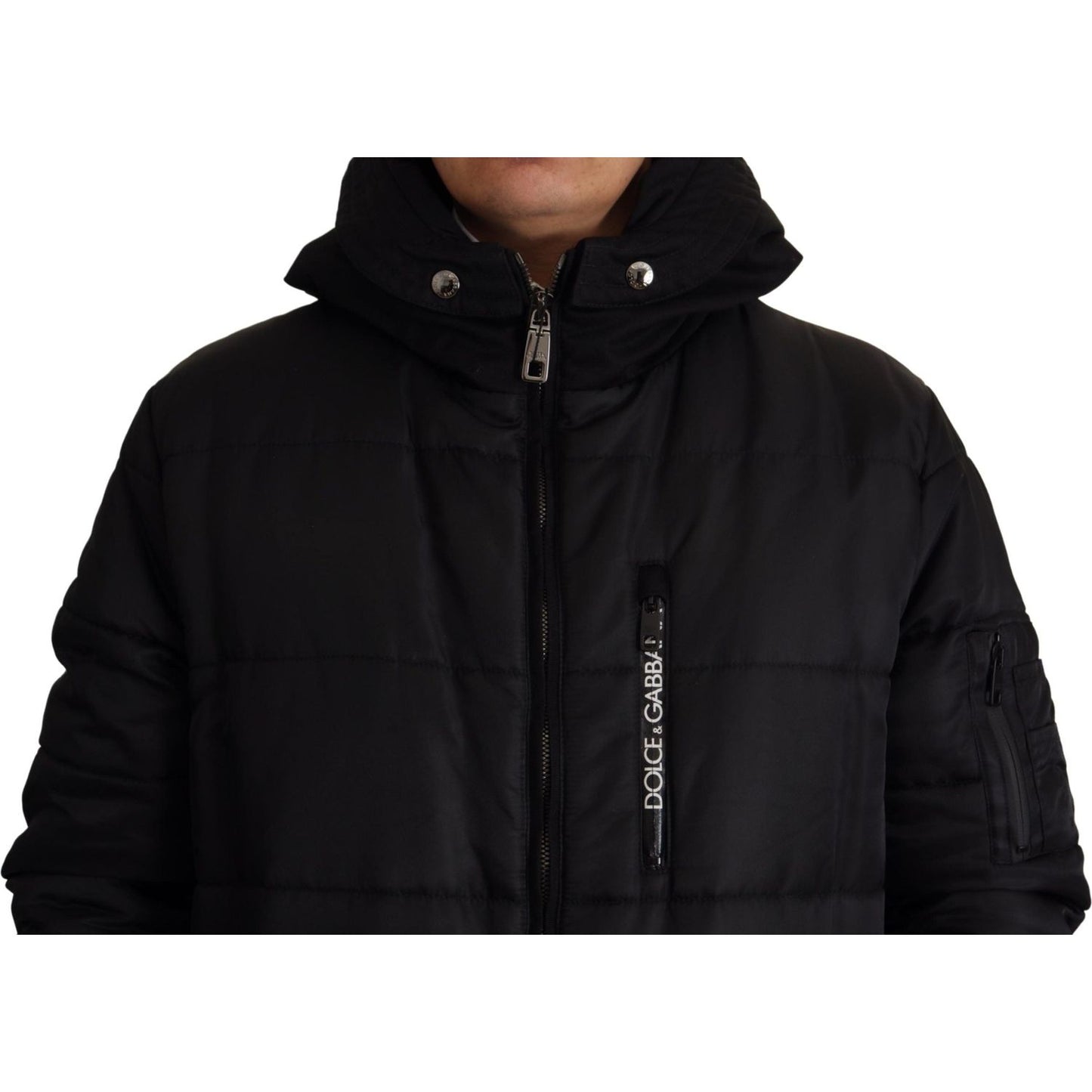 Elegant Black Hooded Parka Winter Jacket