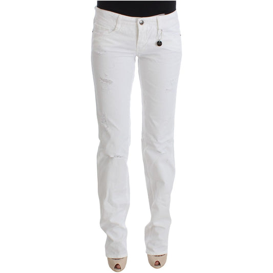 Chic Slim Fit White Cotton Jeans