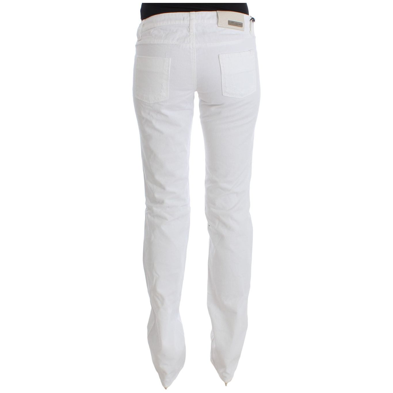 Chic Slim Fit White Cotton Jeans